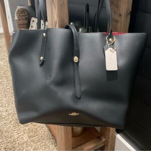 Coach Black Tote with Red Lining